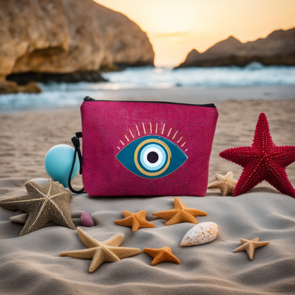 Evil Eye Jute Travel Bag